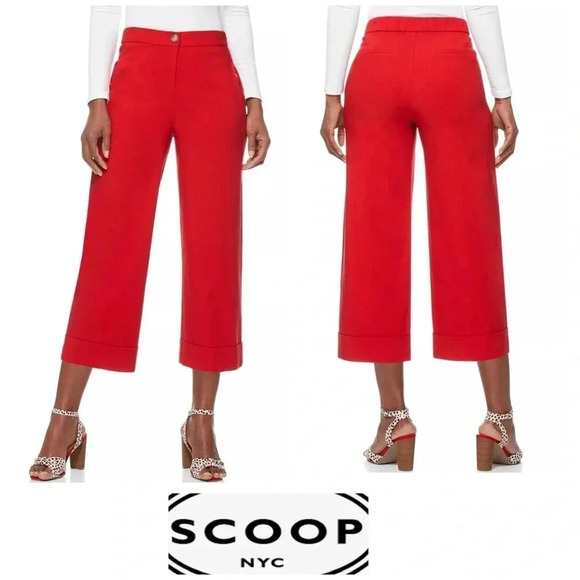 Scoop NYC Flare Cropped Women's Red Trousers - Picture 1 of 7